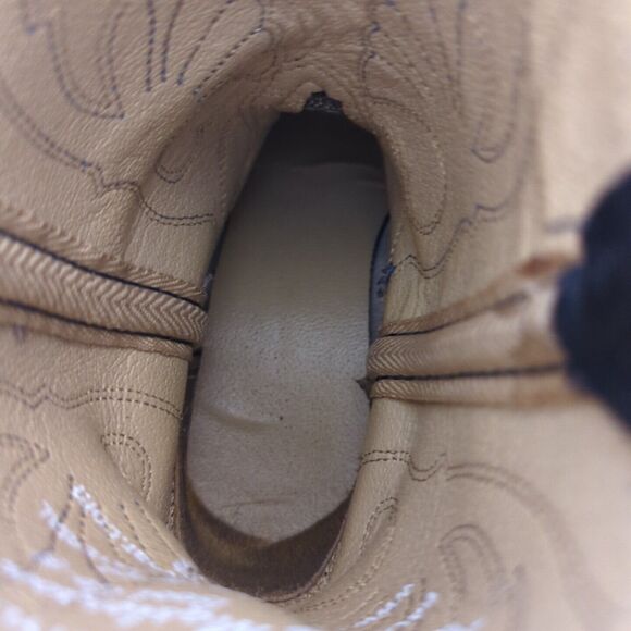 MASTERSON BOOT Co. BOY'S Sz 2, BLACK LEATHER COWBOY WESTERN BOOTS, BLUE STITCH - Picture 11 of 13